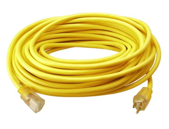 CORD EXTENSION 50' 12/3 YELLOW W/LT ENDS SJTW - Cords